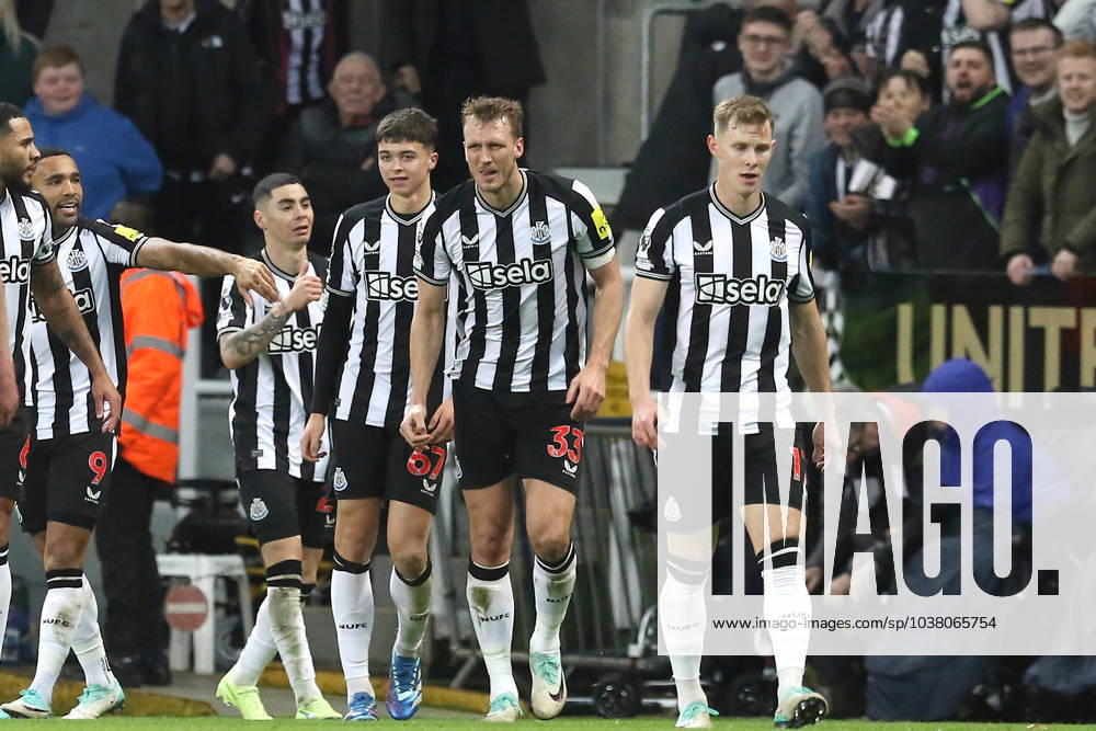 Newcastle United vs Fulham Premier League Lewis Miley of Newcastle United is celebrating after scoring, making it 1-0, during the Premier League match between Newcastle United and Fulham at St. James s Park in Newcastle, on December 16, 2023. Newcastle Tyne and Wear United Kingdom