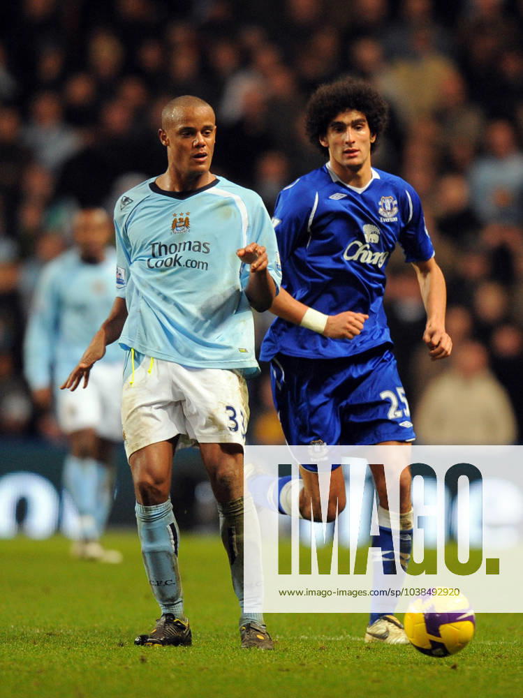 Vincent Kompany of Manchester City and Marouane Fellaini of Everton Vincent Kompany of Manchester City and Marouane Fellaini of Everton..Barclays Premier League..Manchester City v Everton..13th December, 2008..--------------------..Sportimage +44 Image: PHOTOGRAPHER Cal Media) UK
