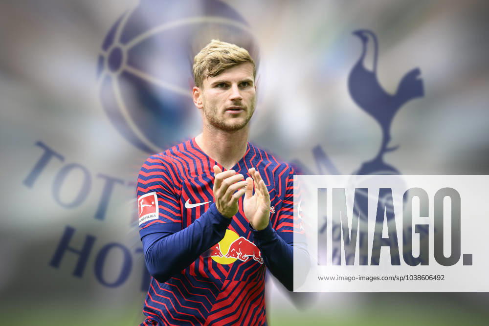 FOTOMONTAGE: Timo WERNER vor Wechsel in die Premier League zu Tottenham Hotspur. ARCHIVFOTO;Schlussjubel L, Timo WERNER (L). Fussball 1. Bundesliga, 5.Spieltag, Borussia Moenchengladbach (MG) - RB Leipzig (L) 0:1, am 23.09.2023 in Moenchengladbach Deutschland. DFL regulations prohibit any use of photographs as image sequences and or quasi-video Â