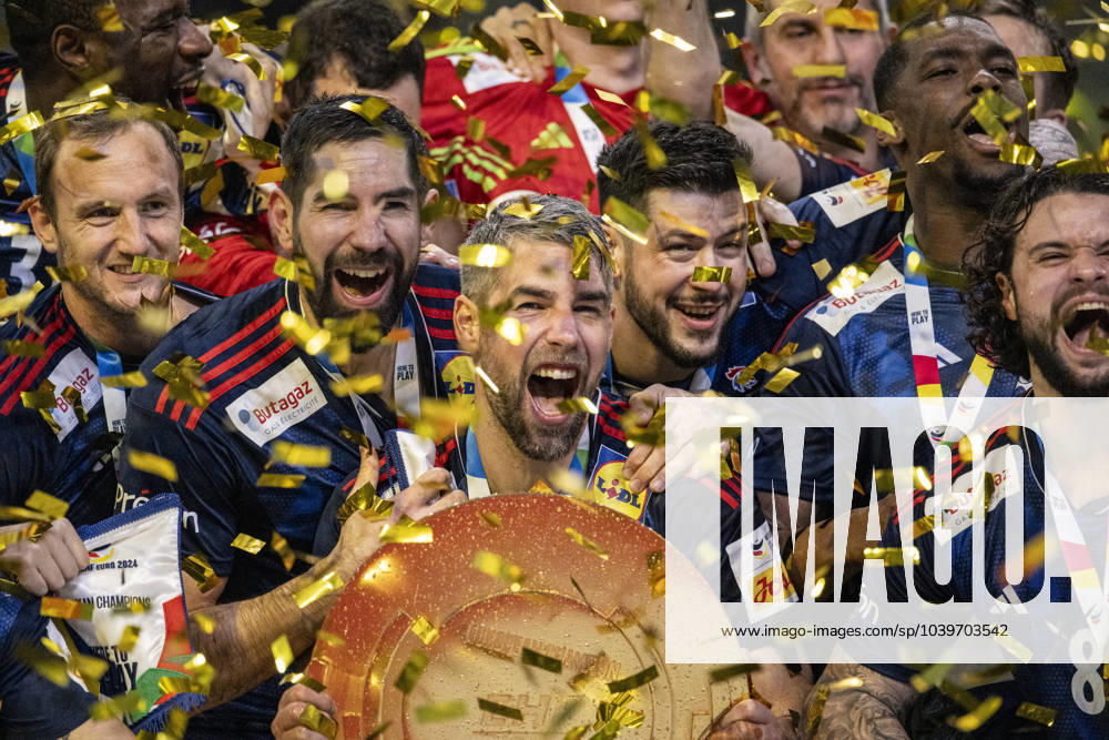Handball - Herren - EHF - EM 2024 - Finale - Frankreich - Daenemark Franzoesische Mannschaft Koeln Lanxess Arena Nordrhein-Westfalen Deutschland KlausTrotter-20240128-14167