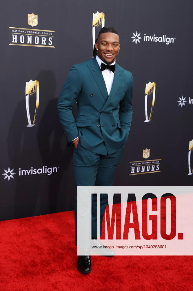 Bijan Robinson arrives on the red carpet at the NFL, American Football Herren, USA Honors event leading up to Super Bowl LVIII in Las Vegas, Nevada on Thursday, February 8, 2024. The San Francisco 49ers will play the Kansas City Chiefs in Super Bowl LVIII at Allegiant Stadium in Las Vegas, Nevada on Sunday, February 11, 2024. SBP20240208992 JamesxAtoa