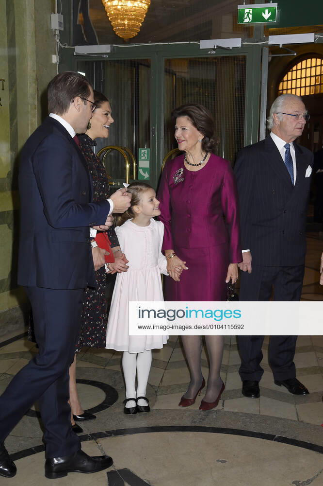 Prince Daniel, Crown Princess Victoria, Princess Estelle, Queen Silvia, King Carl XVI Gustaf Seminar on the occasion of the Queens 75th birthday, Oscar Theater, Stockholm, 2018 12 18 c Karin Törnblom IBL Stockholm Sweden