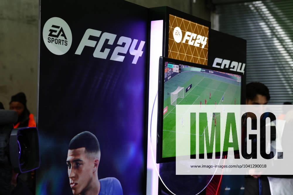 EA Sports Half Time Activation where 2 influencers will play a 3-minute game of FIFA pitch side and shown on the IBS. Chelsea v Liverpool, EFL Carabao Cup Final, Football, Wembley Stadium, London, UK - 25 Feb 2024