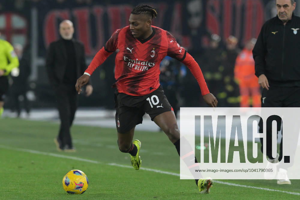 Italy: Serie A - SS Lazio vs AC Milan Rafael Leão of AC Milan in action during the Serie A match between SS Lazio vs AC Milan at Olimpic Stadium on March1,2024 in Rome, italy Rome Italy