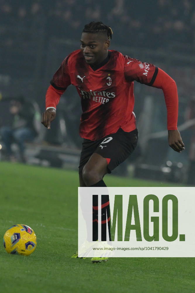 Italy: Serie A - SS Lazio vs AC Milan Rafael Leão of AC Milan in action during the Serie A match between SS Lazio vs AC Milan at Olimpic Stadium on March1,2024 in Rome, italy Rome Italy