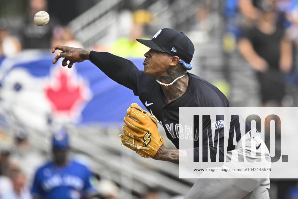 MLB, Baseball Herren, USA Spring Training Game New York Yankees At Toronto Blue Jays March 08 New York Yankees starting pitcher Marcus Stroman (0) is throwing against the Toronto Blue Jays at TD Ballpark in Dunedin, Florida, on March 8, 2024, during an MLB spring training game. Dunedin,Florida Florida United States