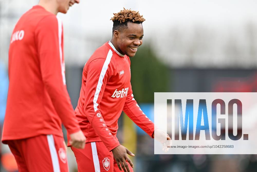 KV Kortrijk vs Royal Antwerp FC Victor Udoh of Antwerp pictured during warming up of the Jupiler Pro League season 2023 - 2024 match day 29 between KV Kortrijk and Royal Antwerp FC on March 9 , 2024 in Kortrijk, Belgium. (Photo by David Catry Isosport) KORTRIJK BELGIUM