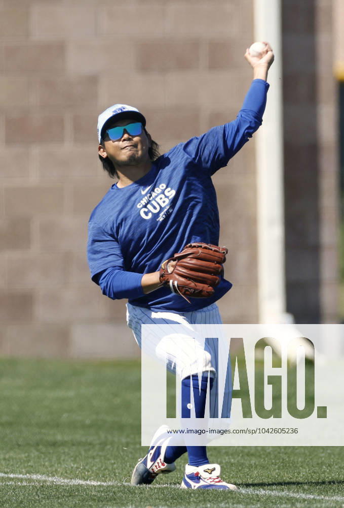 MLB, Baseball Herren, USA spring training Shota Imanaga plays catch at spring training with the Chicago Cubs on March 16, 2024, in Mesa, Arizona. A14AA0002605565P