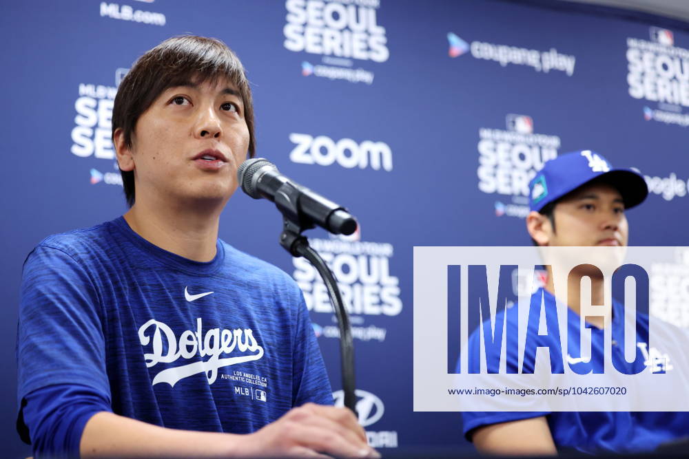 (L-R) Ippei Mizuhara, Shohei Ohtani (Dodgers), MARCH 16, 2024 - Baseball : MLB, Baseball Herren, USA World Tour Seoul Series, Los Angeles Dodgers press conference, PK, Pressekonferenz at Gocheok Sky Dome, Seoul, South Korea. Noxthirdxpartyxsales (247404045)