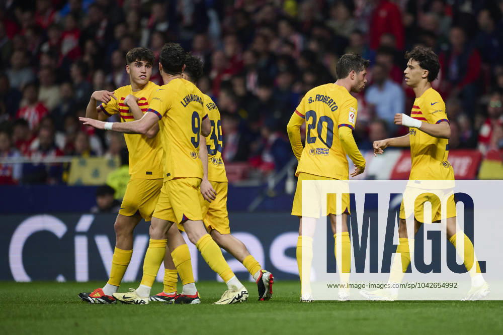 LaLiga EA Sports, Atletico de Madrid v FC Barcelona, Barca MADRID, SPAIN - MARCH 17: Joao Felix Left Winger of FC Barcelona celebrates after scoring his team s first goal during the LaLiga EA Sports match between Club Atletico de Madrid and FC Barcelona at Civitas Metropolitano Stadium on March 17, 2024 in Madrid, Spain. (Photo By Francisco Macia Photo Players Images) Madrid Civitas Metropolitano Stadium Madrid Spain