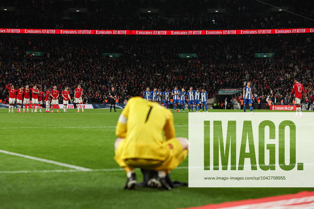 Brighton and Hove Albion v Manchester United, ManU - The FA Cup - Semi-Final - Wembley Stadium April 23, 2023, London: London, England, 23rd April 2023. Lewis Dunk of Brighton and Hove Albion walks forward to take his penalty during the shootout after Marcus Rashford of Manchester United scored during the The FA Cup match at Wembley Stadium, London. London