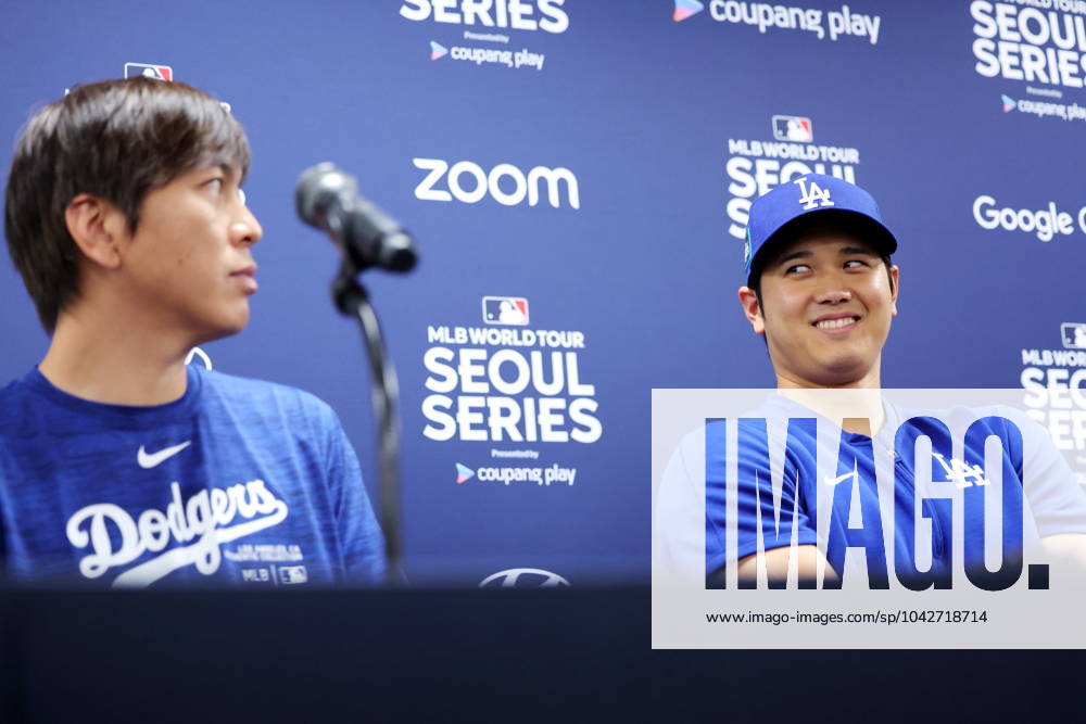 (L-R) Ippei Mizuhara, Shohei Ohtani (Dodgers), MARCH 16, 2024 - Baseball : MLB, Baseball Herren, USA World Tour Seoul Series, Los Angeles Dodgers press conference, PK, Pressekonferenz at Gocheok Sky Dome, Seoul, South Korea. (247741817)