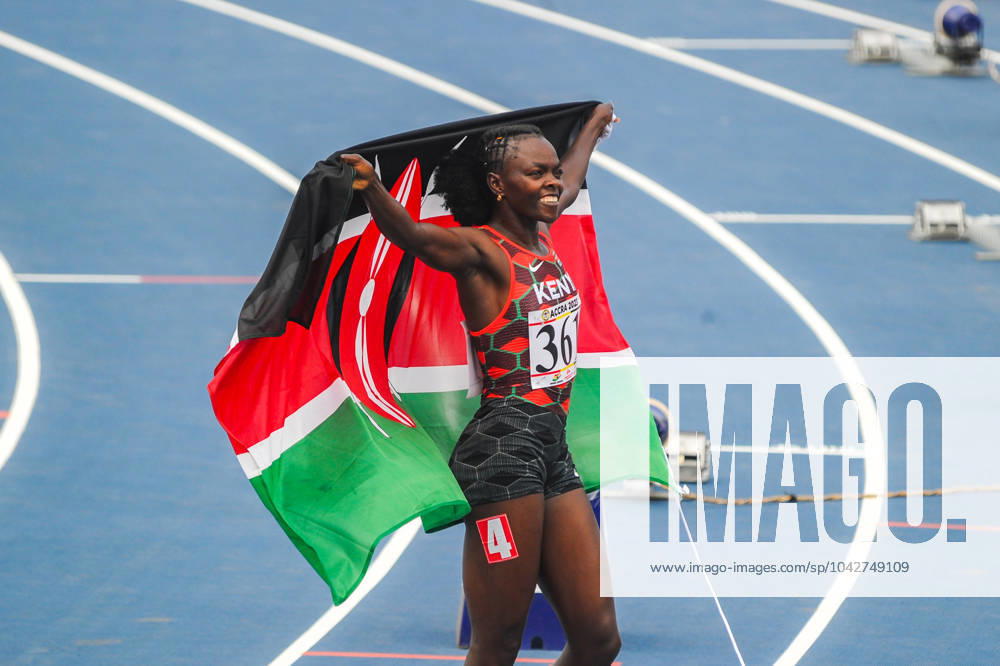ACCRA, GHANA - MARCH 19; Mary Moraa of Kenya during the 13th African Games Ghana 2023 Athletics Women s 400m Hurdles Final at University of Ghana Stadium on march 19, 2024 in Accra, Ghana. Photo by Shengolpixs
