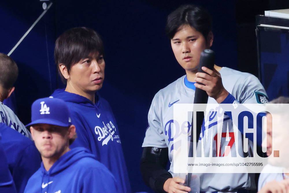 (L-R) Ippei Mizuhara, Shohei Ohtani (Dodgers), MARCH 20, 2024 - Baseball : MLB, Baseball Herren, USA World Tour Seoul Series opening game 1 between the San Diego Padres and the Los Angeles Dodgers at Gocheok Sky Dome, Seoul, South Korea. (247832556)