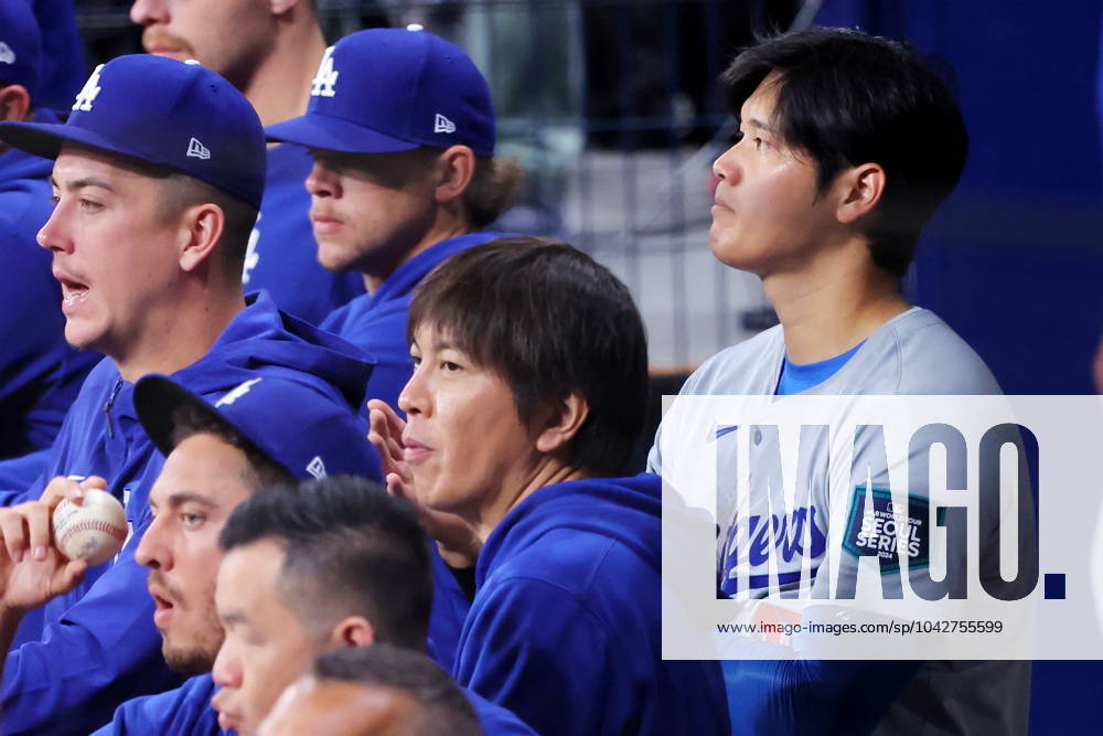 (L-R) Ippei Mizuhara, Shohei Ohtani (Dodgers), MARCH 20, 2024 - Baseball : MLB, Baseball Herren, USA World Tour Seoul Series opening game 1 between the San Diego Padres and the Los Angeles Dodgers at Gocheok Sky Dome, Seoul, South Korea. (247832560)