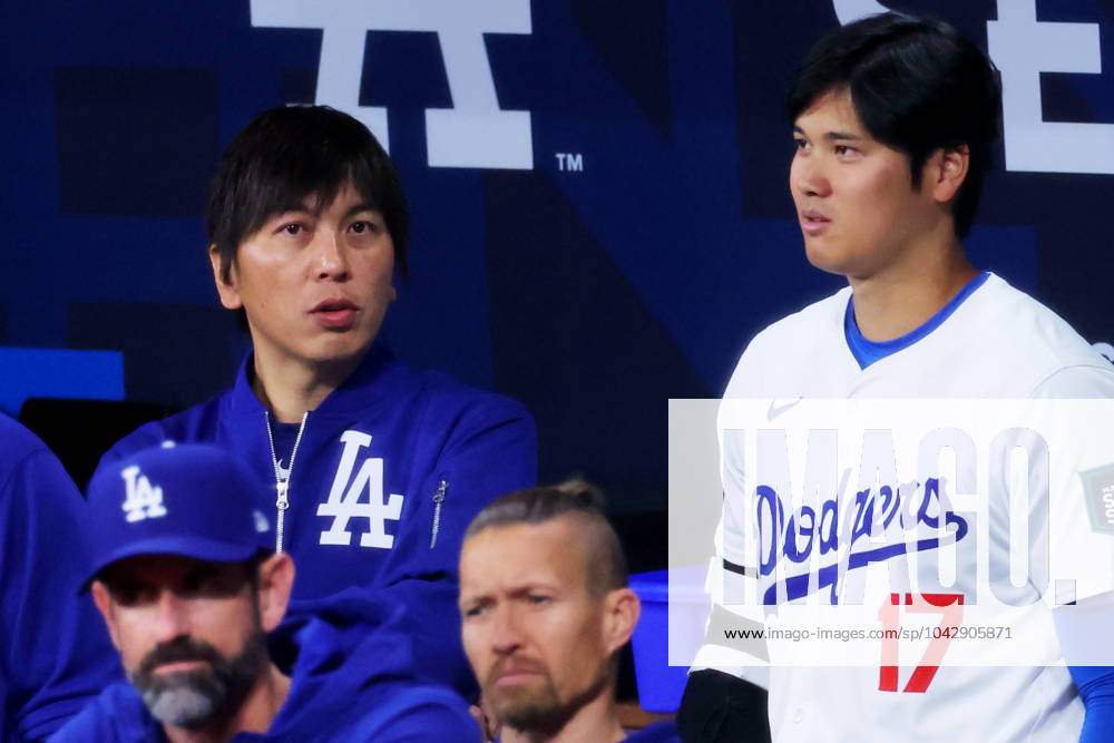 (L-R) Ippei Mizuhara, Shohei Ohtani (Dodgers), MARCH 18, 2024 - Baseball : MLB, Baseball Herren, USA World Tour Seoul Series exhibition game between the LG Twins and the San Diego Padres at Gocheok Sky Dome, Seoul, South Korea. Noxthirdxpartyxsales (248045476)
