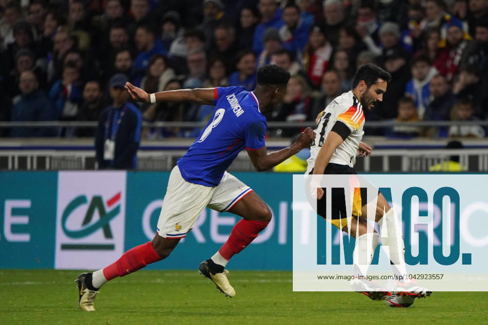 Fussball, Freundschaftsspiel, Länderspiel, Testspiel, Frankreich-Deutschland, 23.03.2024, Groupama Stadium Lyon Aurelien Tchouameni, Frankreich Ilkay Gündogan Deutschland,