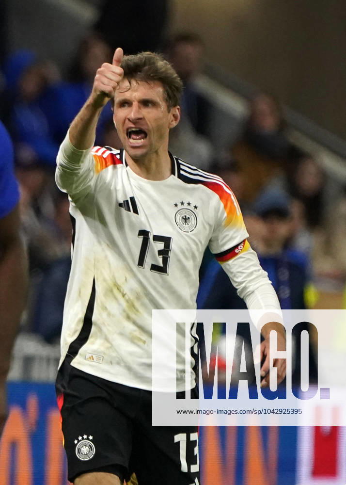 Fussball, Freundschaftsspiel, Länderspiel, Testspiel, Frankreich-Deutschland, 23.03.2024, Groupama Stadium Lyon THomas Müller Deutschland, Aktion, Einzelbild