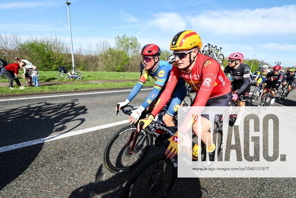 Danish Mads Pedersen of Lidl-Trek and Danish William Blume Levy of Uno-X Mobility pictured in action during the men s race of the Ronde van Vlaanderen Tour des Flandres Tour of Flanders one day cycling event, 270,8km from Antwerp to Oudenaarde, Sunday 31 March 2024. DAVIDxPINTENS x90123303x