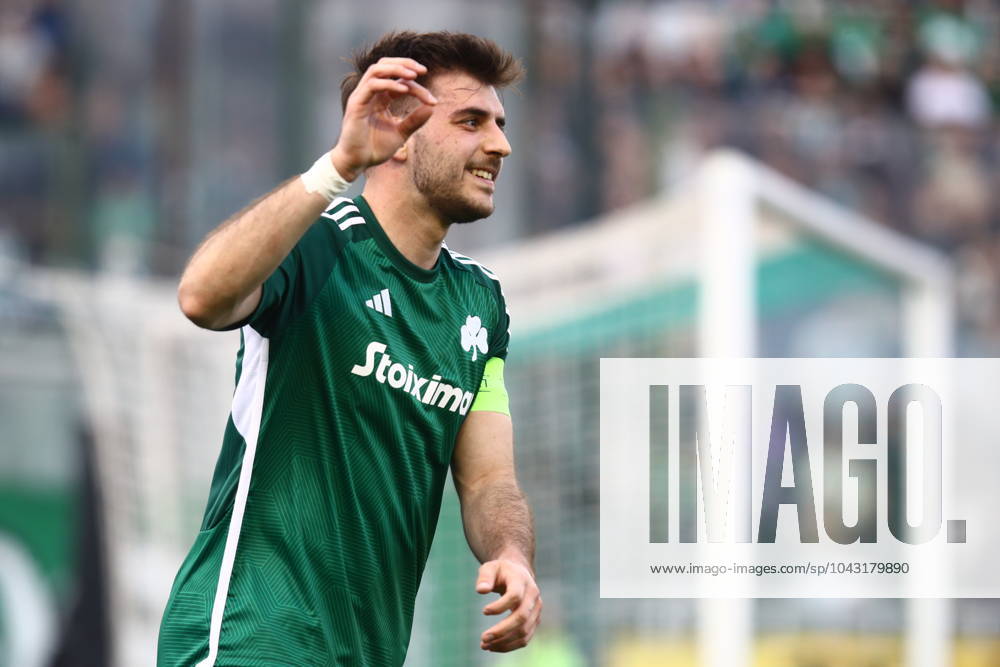 Fotis Ioannidis of Panathinaikos FC celebrate during the SuperLeague playoffs soccer match between Panathinaikos FC and PAOK held at Apostolos Nikolaidis Stadium in Athens, Greece, 31 March 2024. IMAGO ONE INCH PRODUCTIONS ATHENS Greece