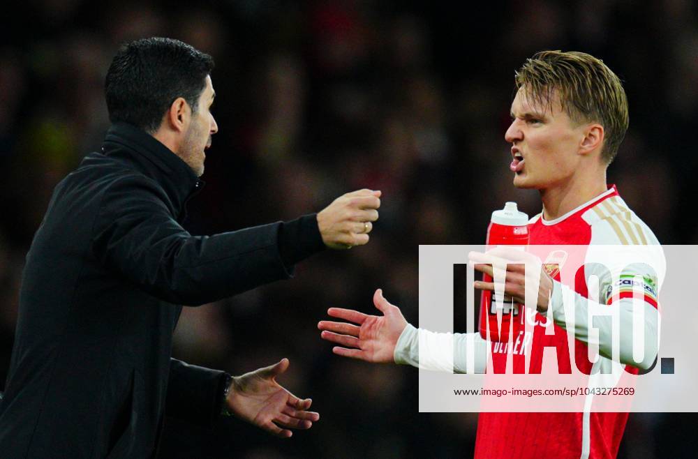 Arsenal manager Mikel Arteta issues instructions to Martin Odegaard Arsenal v Luton Town, Premier League, Football, Emirates Stadium, London, UK - 03 Apr 2024