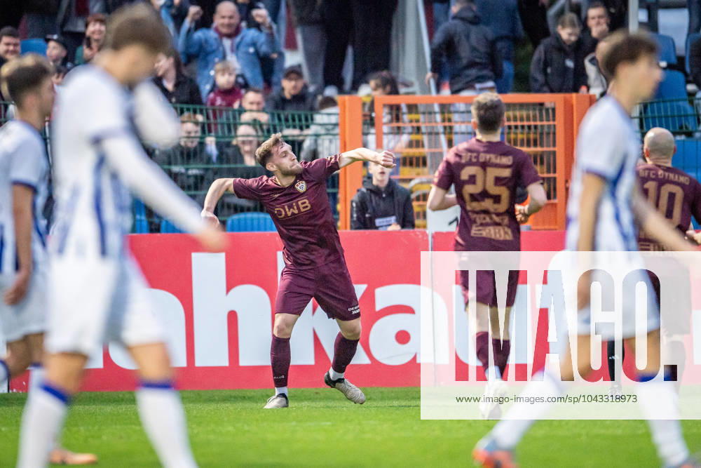 Regionalliga: BFC Dynamo vs Hertha BSC II; Berlin, 05.04.2024 Jubel zum 1:0 durch Amar Suljic (BFC Dynamo, 26) Regionalliga, BFC Dynamo vs Hertha BSC II, Sportforum Hohenschönhausen, Berlin 05.04.2024