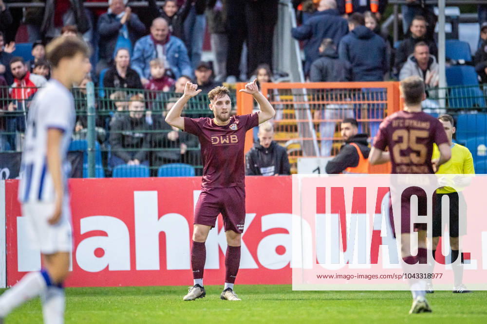 Regionalliga: BFC Dynamo vs Hertha BSC II; Berlin, 05.04.2024 Jubel zum 1:0 durch Amar Suljic (BFC Dynamo, 26) Regionalliga, BFC Dynamo vs Hertha BSC II, Sportforum Hohenschönhausen, Berlin 05.04.2024