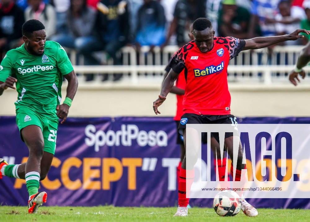 Gor Mahia Benson Omalla and AFC Leopards Maxwell Muchesia during FKF premier league match between Gor Mahia and Afc Leopards at Nyayo National Stadium on April 21st 2024 in Nairobi, Kenya. Photo CHRIS OMOLLO