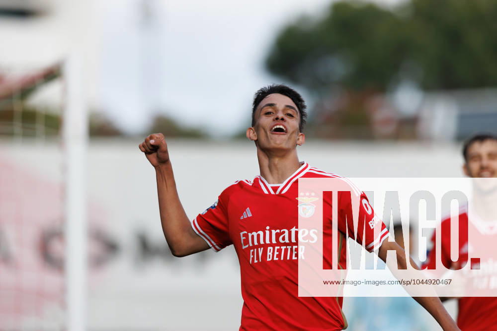 Joao Rego celebrates after scoring goal during Liga Portugal 2 game between SL Benfica B and Pacos De Ferreira at Benfica Campus, Seixal, Lisbon, Portugal. (Maciej Rogowski) Lisbon Benfica Campus Portugal