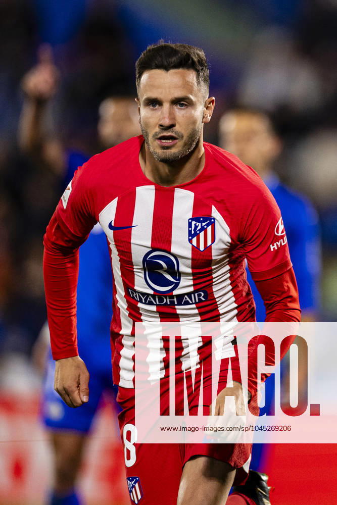 Saul Niguez of Atlà tico de Madrid runs in the field during the La Liga football match between Getafe FC v Atlà tico de Madrid at the Coliseum Alfonso Pà rez in Getafe, Spain. (Photo by Just Pictures) Getafe Coliseum Afonso Perez Madrid Spain