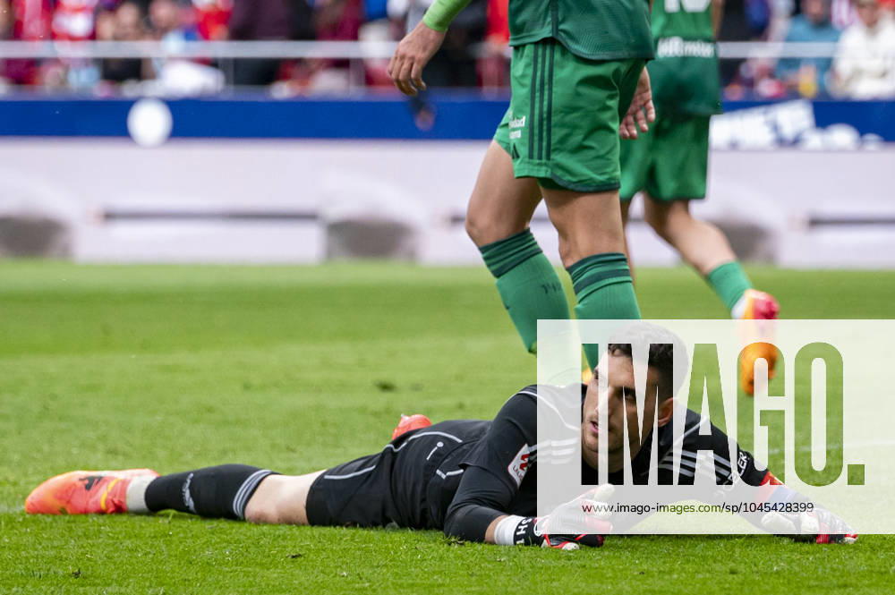 Atletico Madrid vs CA Osasuna - LaLiga EA Sports 2023 2024 Sergio Herrera of CA Osasuna seen on the ground during the La Liga EA Sports 2023 24 football match between Atletico Madrid vs CA Osasuna at Estadio Metropolitano on May 19, 2024 in Madrid, Spain. Madrid Estadio Metropolitano Madrid Spain