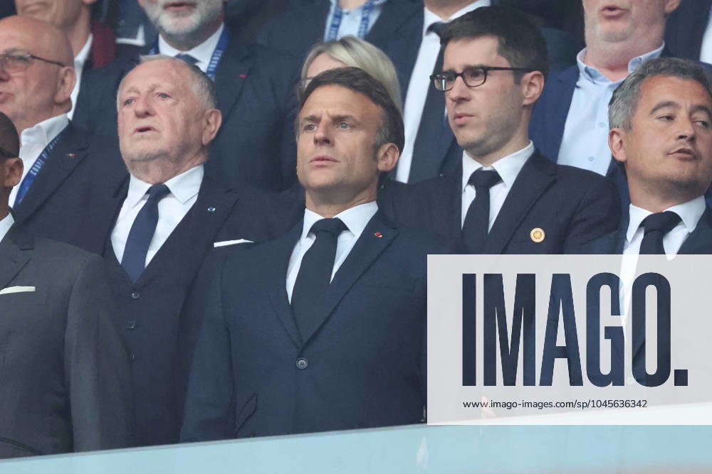 Emmanuel MACRON Prà sident de la Rà publique Francaise lors du match Olympique Lyonnais vs Paris Saint-Germain, Finale Coupe de France, Decathlon Arena stade Pierre Mauroy, le 25 mai 2024 FOOTBALL : Olympique Lyonnais vs Paris Saint-Germain - Finale Coupe de France 25 05 2024 LaurentSanson Panoramic