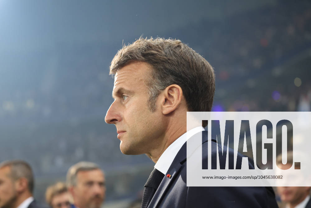 Emmanuel MACRON Prà sident de la Rà publique Francaise lors du match Olympique Lyonnais vs Paris Saint-Germain, Finale Coupe de France, Decathlon Arena stade Pierre Mauroy, le 25 mai 2024 FOOTBALL : Olympique Lyonnais vs Paris Saint-Germain - Finale Coupe de France 25 05 2024 LaurentSanson Panoramic
