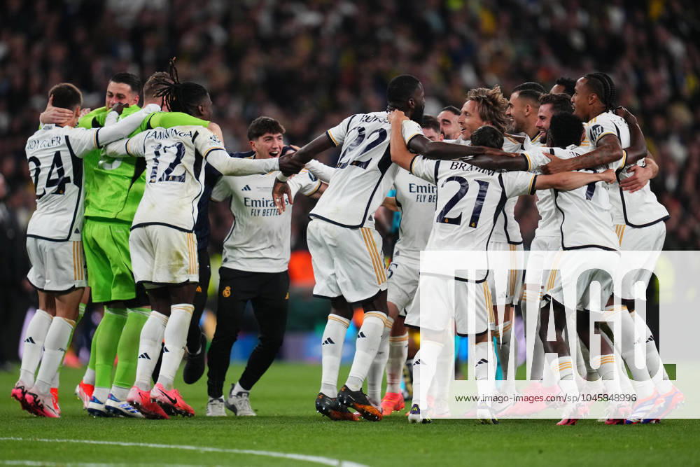 ENG: Borussia Dortmund v Real Madrid. UEFA Champions League 2023-2024. Final Real Madrid players celebrating the victory during the UEFA Champions League Final match between Borussia Dortmund and Real Madrid played at Wembley Stadium on June 1, 2024 in London, England. kpng