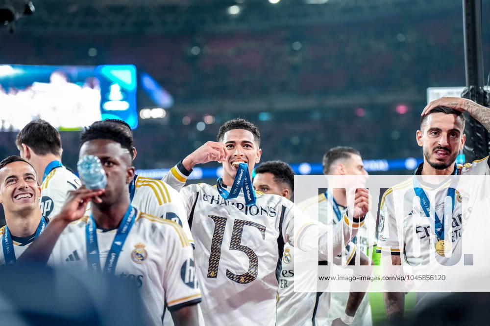 UEFA Champions League 2024 Final: Borussia Dortmund vs. Real Madrid Jude Bellingham celebrates, as Real Madrid win their 15th Champions League title after the UEFA Champions League final match between Borussia Dortmund and Real Madrid on 1 June 2024, in London, United Kingdom London Wembley Stadium United Kingdom
