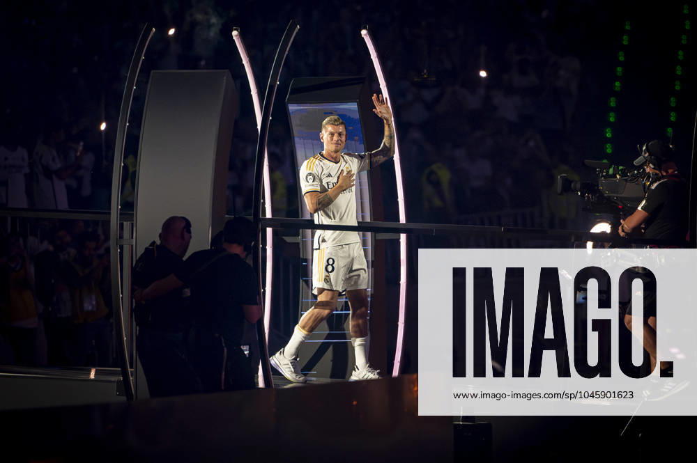 Real Madrid UEFA Champions League Trophy Parade 2024 Toni Kroos of Real Madrid seen entering at Santiago Bernabeu Stadium during Real Madrid UEFA Champions League Trophy Parade on June 2, 2024 in Madrid, Spain. Madrid Estadio Santiago Bernabeu Madrid Spain
