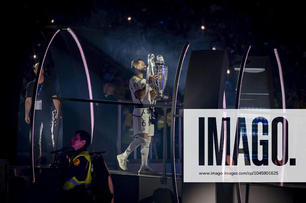 Real Madrid UEFA Champions League Trophy Parade 2024 Nacho Fernandez of Real Madrid seen entering with the trophy at Santiago Bernabeu Stadium during Real Madrid UEFA Champions League Trophy Parade on June 2, 2024 in Madrid, Spain. Madrid Estadio Santiago Bernabeu Madrid Spain