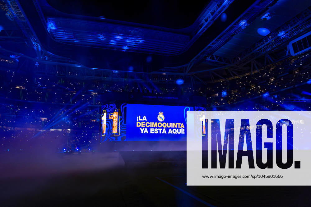 Real Madrid UEFA Champions League Trophy Parade 2024 A general view of Santiago Bernabeu stadium during Real Madrid UEFA Champions League Trophy Parade on June 2, 2024 in Madrid, Spain. Madrid Estadio Santiago Bernabeu Madrid Spain