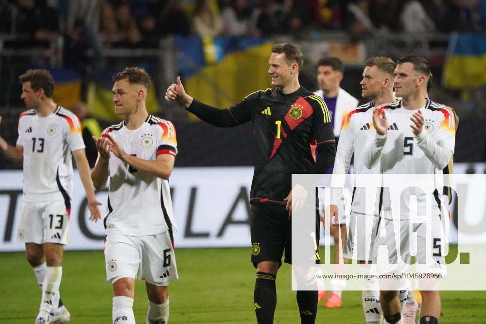 Männer Nationalmannschaft, Fussball, Freundschaftsspiel, Länderspiel, Testspiel, Deutschland-Ukraine , 03.06.2024, Max-Morlock Stadion Nürnberg Thomas Müller, Joshua Kimmich, Manuel Neuer, alle Deutschland,