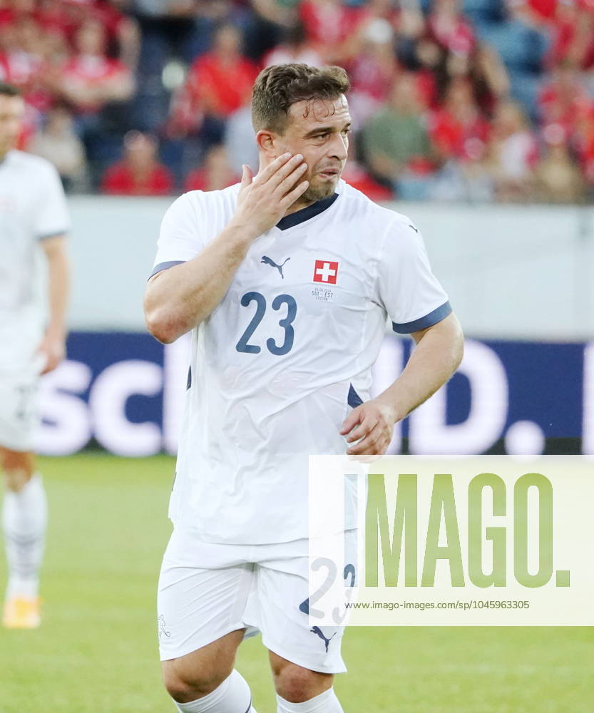 Anton Geisser 04.06.2024 Luzern.Schweiz. Fussball Laenderspiel Schweiz -Estland .Bild : Torjubel Schweiz mit Torschuetze 23 Xhardan Shaqiri. Aktion Einzelbild