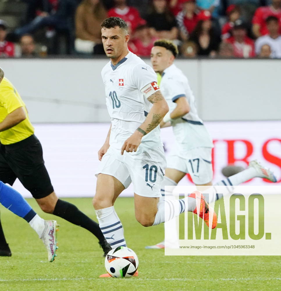 Anton Geisser 04.06.2024 Luzern.Schweiz. Fussball Laenderspiel Schweiz -Estland 4:0 .Bild : Granit Xhaka (SUI) Einzelbild Gestik Aktion
