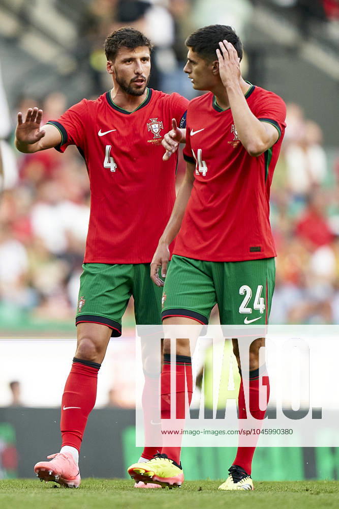 Portugal V Finland - International Friendly, Länderspiel, Nationalmannschaft Ruben Dias of Portugal is talking with Antonio Silva of Portugal during the international friendly match between Portugal and Finland at Jose Alvalade Stadium in Lisbon, Portugal, on June 04, 2024. Lisbon Portugal