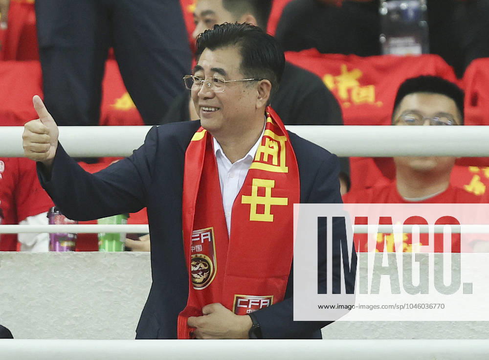 (240606) -- SHENYANG, June 6, 2024 -- Chinese Football Association President Song Kai reacts before the Group C match of 2026 FIFA World Cup, WM, Weltmeisterschaft, Fussball Asian qualifiers between China and Thailand in Shenyang, northeast China s Liaoning Province, on June 6, 2024. ) (SP)CHINA-SHENYANG-FOOTBALL-FIFA WORLD CUP ASIAN QUALIFIERS-CHINA VS THAILAND(CN) JiaxHaocheng