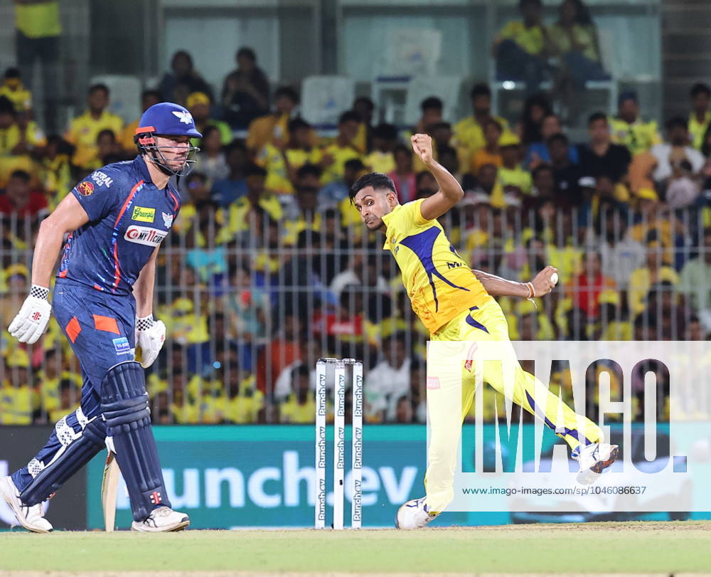 Cricket : Tata IPL 2024 Tata IPL 2024 : Chennai, India, 23rd April 2024: CSK Vs LSG : ( Chennai Super Kings Vs Lucknow Super Giants) In MAC Stadium Chennai. CSK WERE 210-4 IN 20 OVERS. LSG WON BY 6 WICKETS IN 19.3 OVERS. STONIS 124 NOT OUT. Matheesha Pathirana Seshadri SUKUMAR