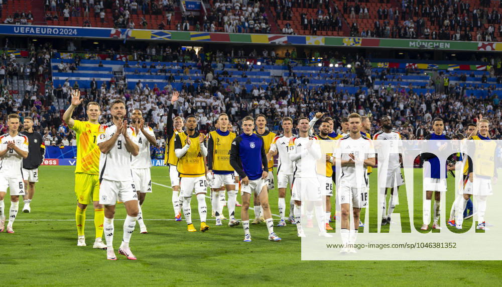 Fussball UEFA EURO, EM, Europameisterschaft,Fussball 2024, Vorrunde, 1.Spieltag, Eröffnungsspiel Deutschland - Schottland, in der Fußball Arena München. Schlussjubel der Deutschen.