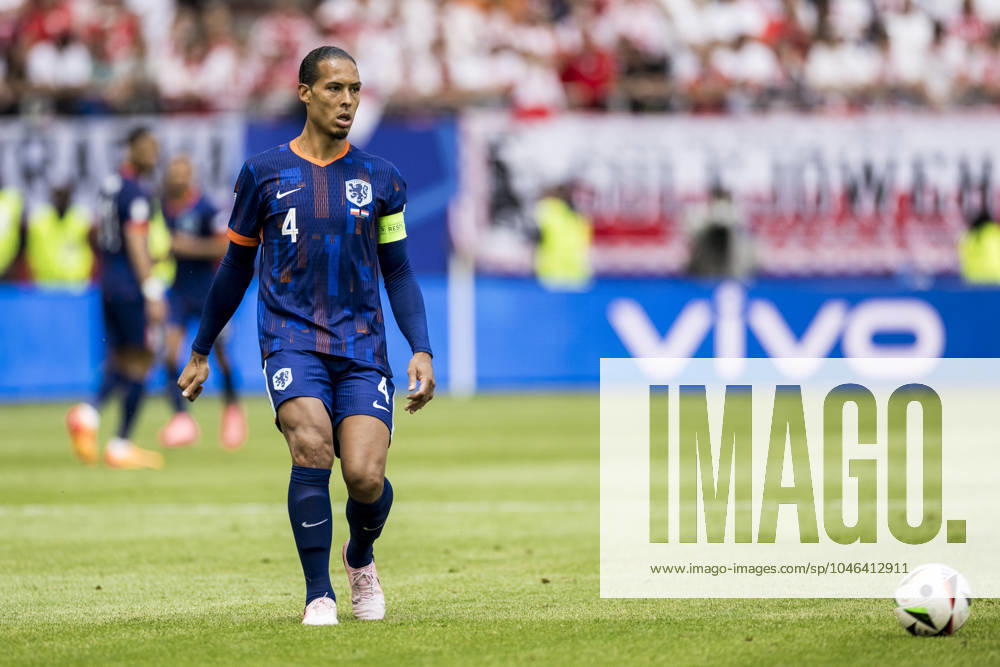 Poland v Netherlands, UEFA EURO, EM, Europameisterschaft,Fussball 2024, Hamburg, Germany Hamburg, Germany. 16th, June 2024. Virgil van Dijk (4) of the Netherlands seen during the UEFA Euro 2024 match in Group D between Poland and the Netherlands at Volksparkstadion in Hamburg. Hamburg Germany