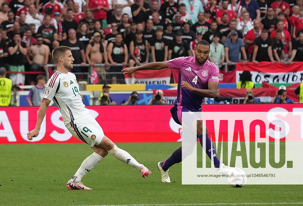 GER, EM UEFA 2024, Group A, Germany vs Hungary 19.06.2024, Stuttgart Arena, Stuttgart, GER, EM UEFA 2024, Group A, Germany vs Hungary, im Bild Barnabas Varga (Hungary), Jonathan Tah (Germany)