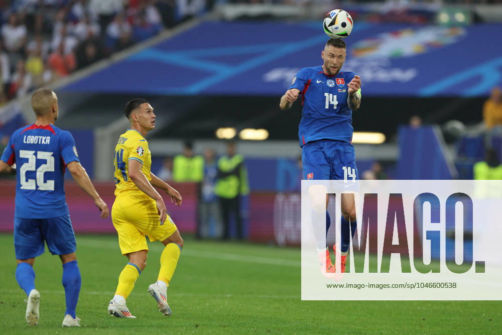 UEFA European Football Championship - UEFA EURO, EM, Europameisterschaft,Fussball 2024 - Slovakia vs Ukraine Dusseldorf, Germany 21.06.2024: Oleksandr Tymchyk of Ukraine, Milan Skriniar of Slovakia during the UEFA EURO 2024 group stage E football match between Slovakia vs Ukraine at Dusseldorf Arena in Dusseldorf Dusseldorf Germany