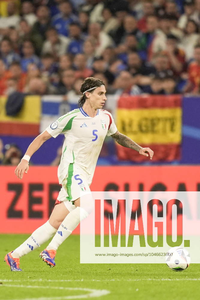 Italys Riccardo Calafiori during the Euro 2024 soccer match between Spain and Italy at the Veltins-Arena Stadion, Cologne, Germany - Thursday 20 , June , 2024. - Soccer .