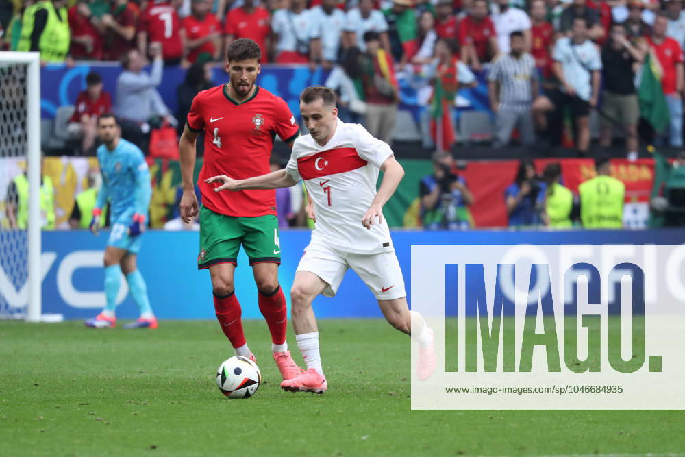 Germany - UEFA EURO, EM, Europameisterschaft,Fussball 2024 - Turkey vs Portugal - 15 06 2024 GERMANY, DORTMUND, JUNE 22. Kerem Akturkoglu of Turkey is challenged by Ruben Dias of Portugal during the UEFA EURO 2024 group F stage match between Turkey and Portugal, on June 22, 2024 at BVB Stadion in Dortmund, Germany. Photo by Manuel Blondeau AOP.Press Dortmund BVB Stadion Germany